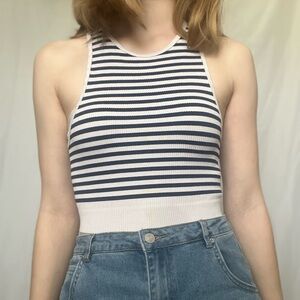 ZARA Striped Sleeveless Crop Tank Top